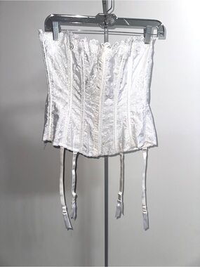 Vintage Frederick’s  of Hollywood White Lace Bustier Corset with Garter Strap